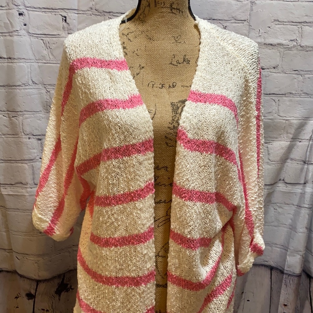 Pink and white sweater wrap, new without tags.